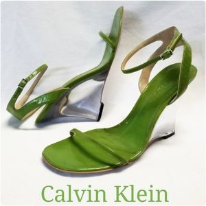 Apple Green Acrylic Heels by Calvin Klein, Size 7